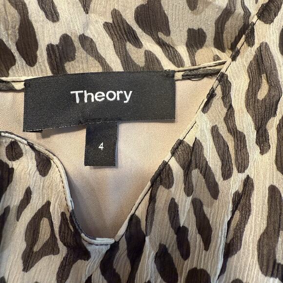 Theory Silk Slip Dress Sz 4 Asymmetrical Waist Maxi Leopard Crinkle Boho Gypsy - Picture 8 of 13